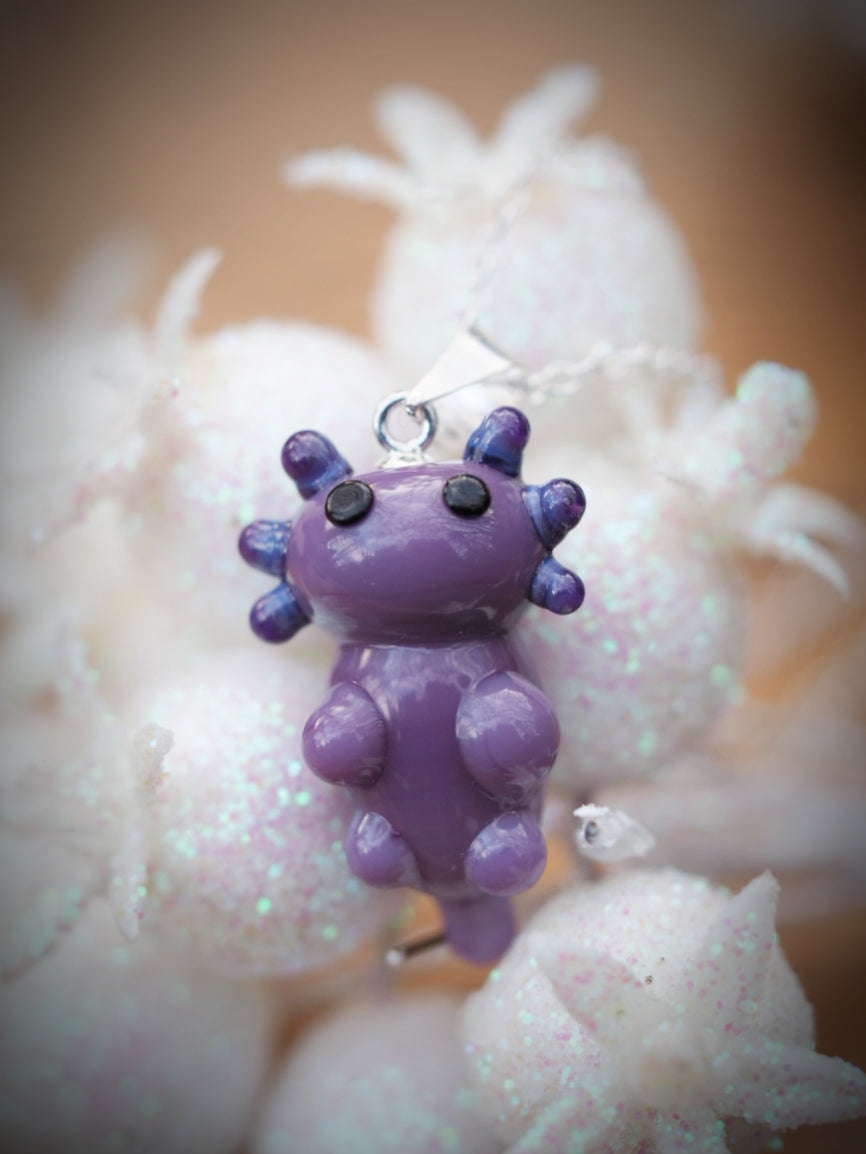Purple Axolotl Necklace