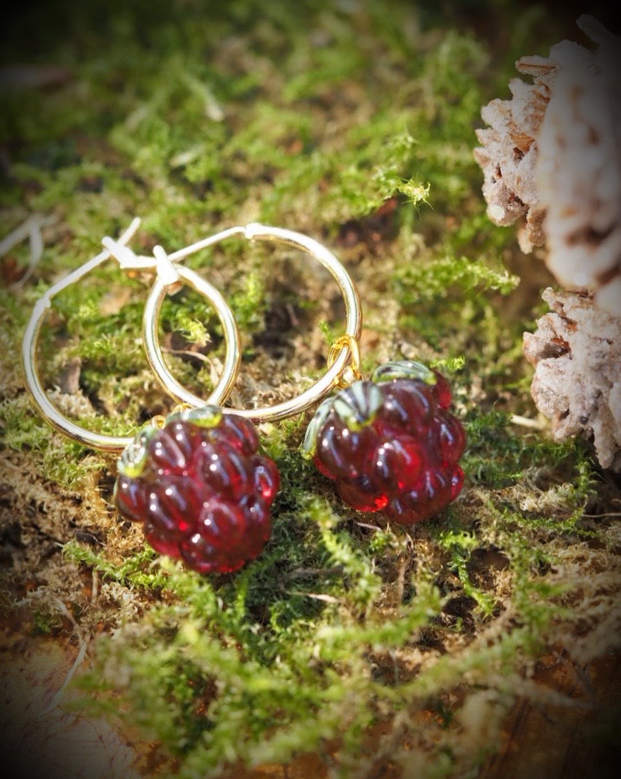 Crimson Brambleberry Charm Hoops