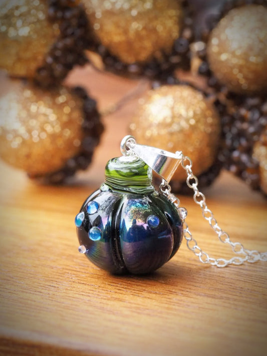 🌑 Midnight Brew Pumpkin Necklace (One of a kind)