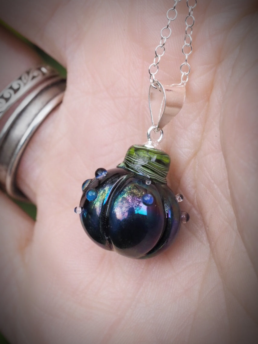 🌑 Midnight Brew Pumpkin Necklace (One of a kind)