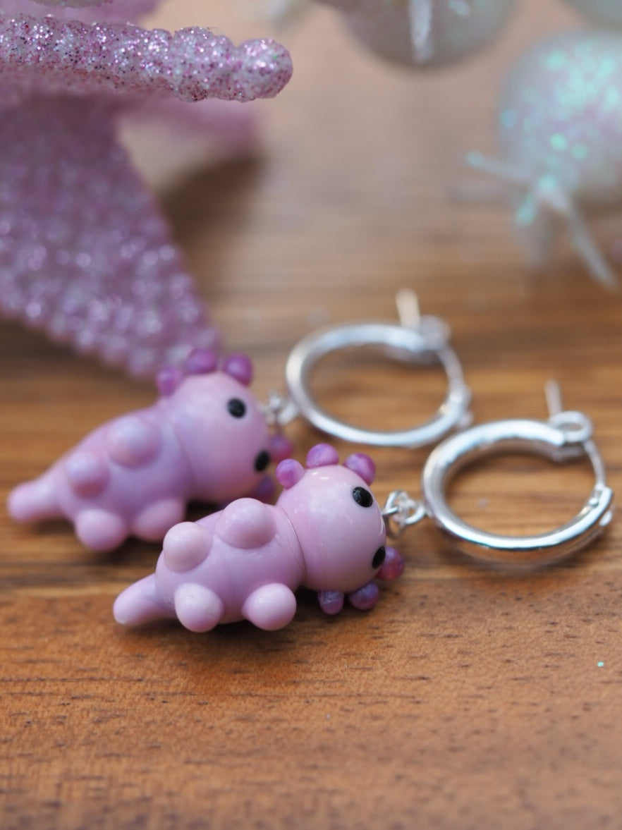 Pink Axolotl Huggy Hoop Earrings