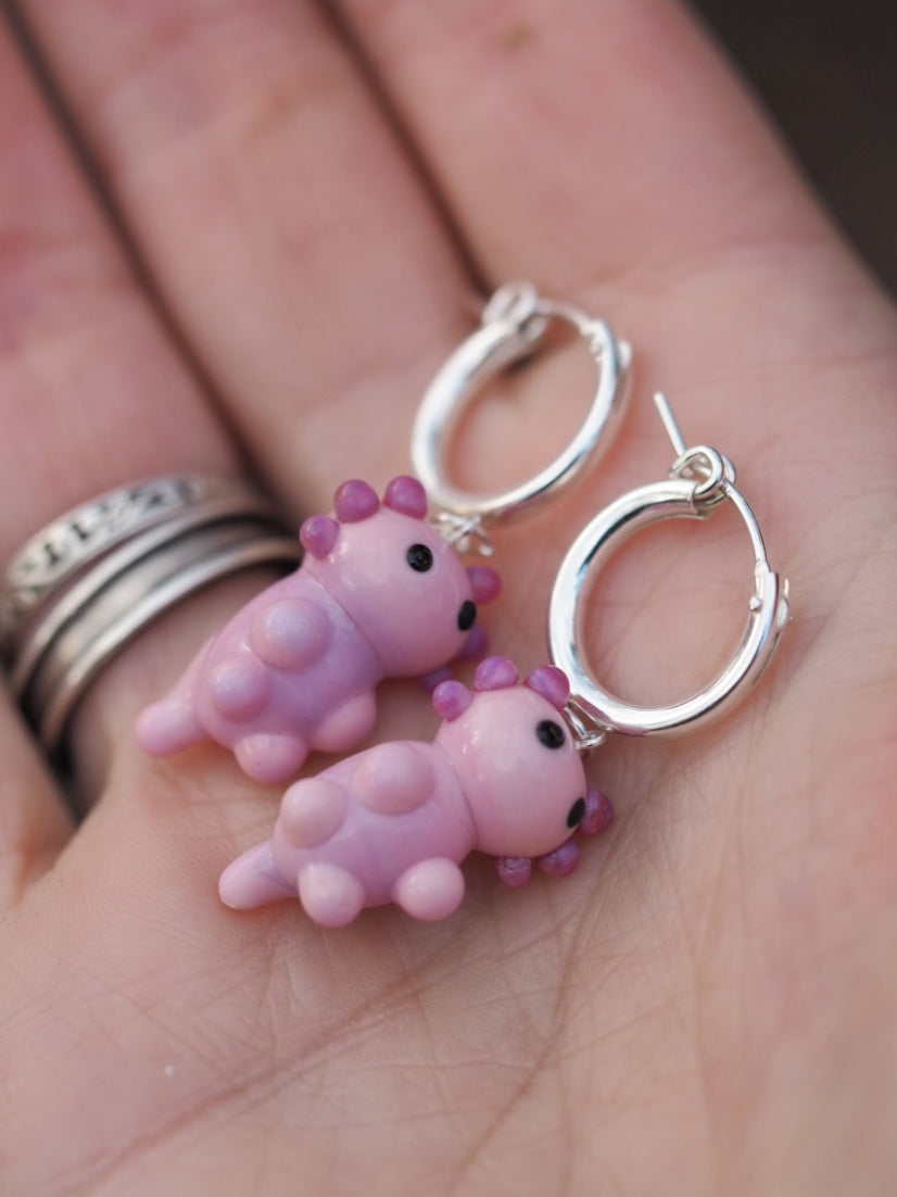 Pink Axolotl Huggy Hoop Earrings