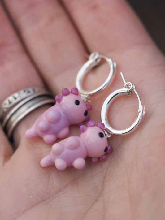 Pink Axolotl Huggy Hoop Earrings