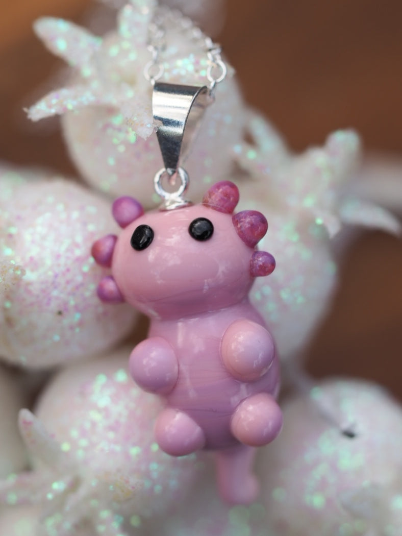 Pink Axolotl Necklace