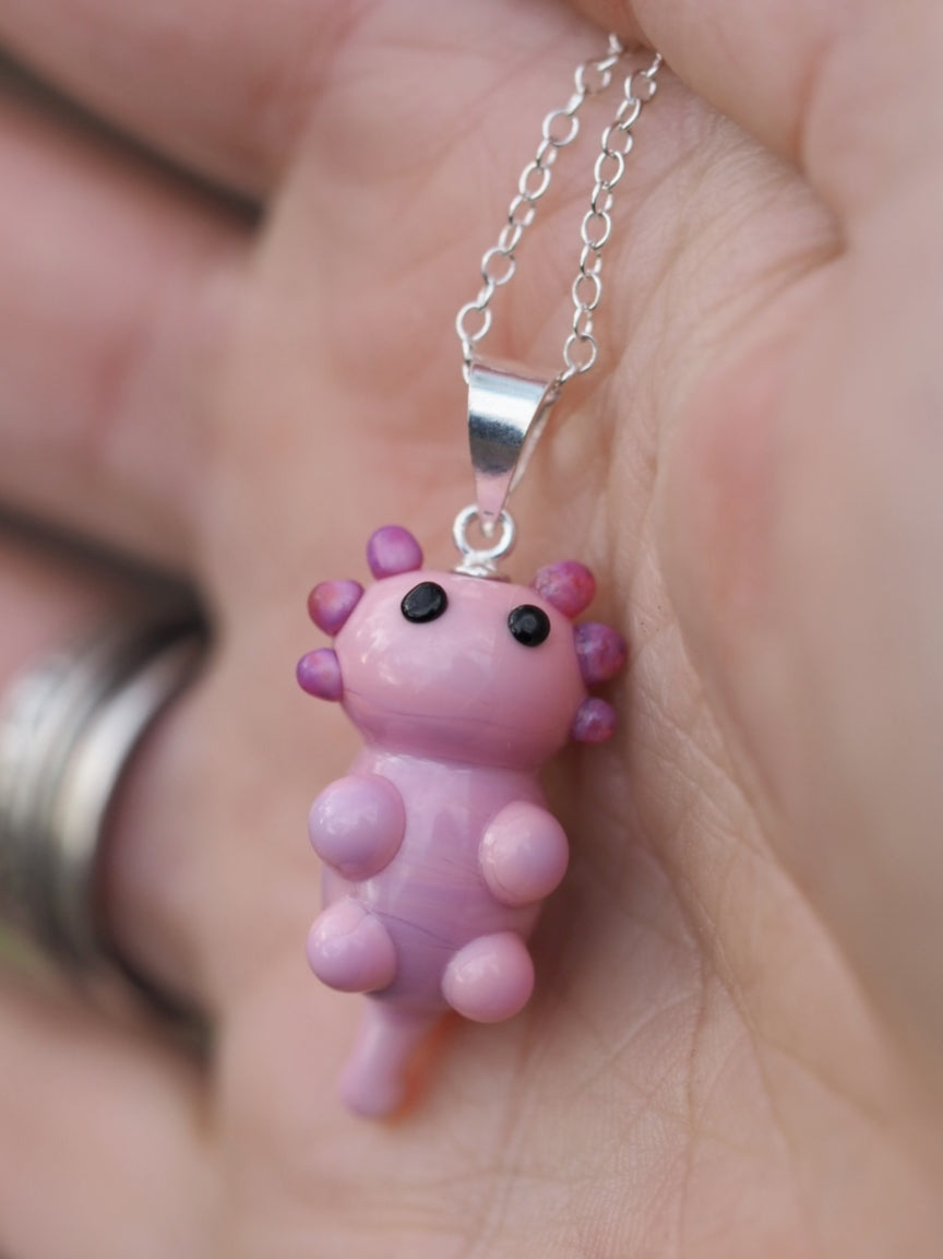 Pink Axolotl Necklace