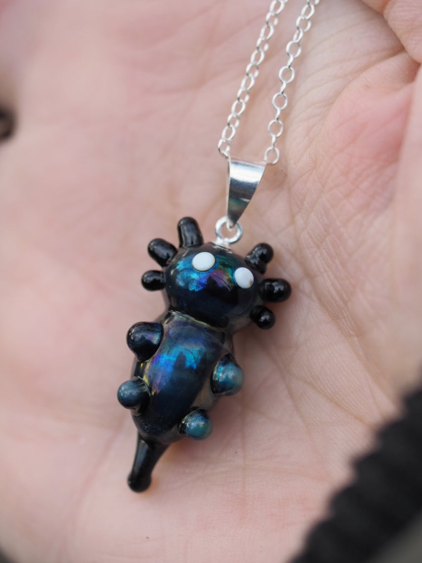 Iridescent Axolotl Necklace