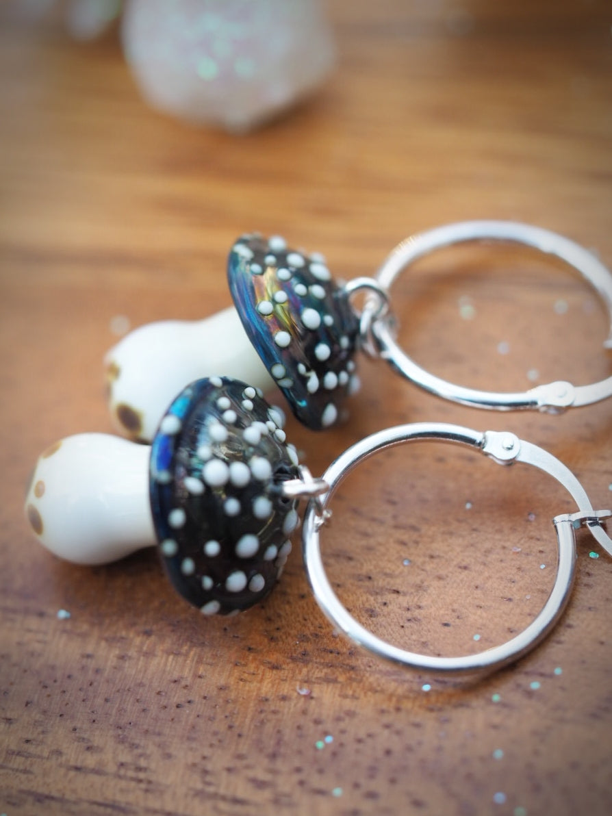 Iridescent Toadstool Hoop Earrings