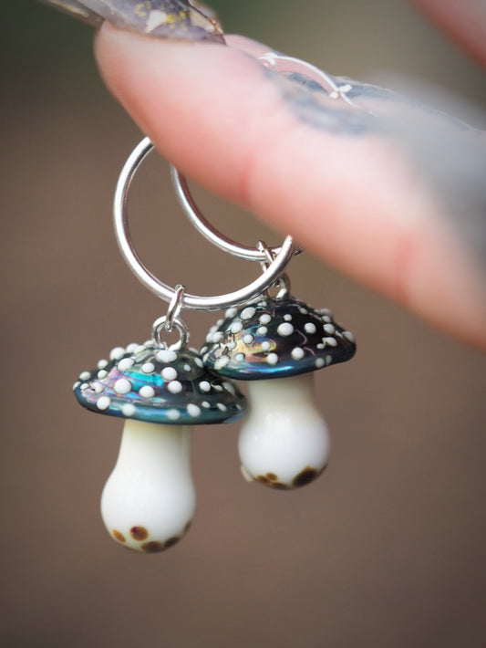 Iridescent Toadstool Hoop Earrings
