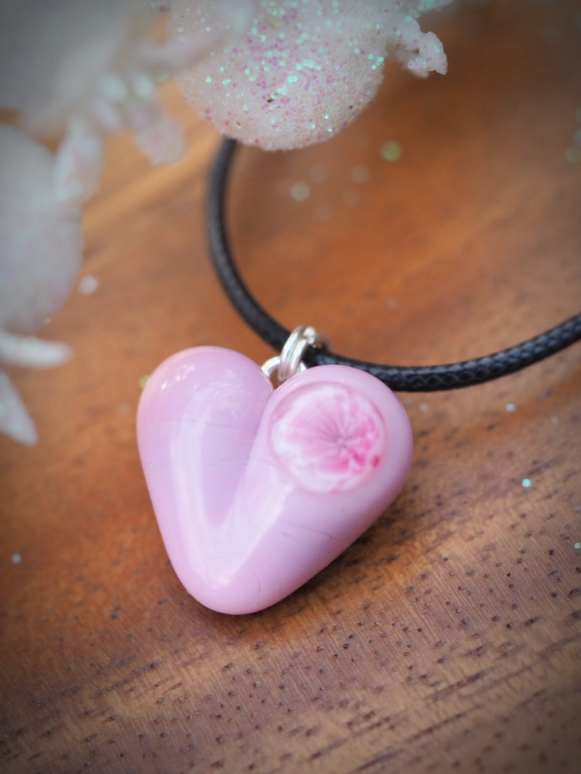 Pink Blossom Heart Necklace