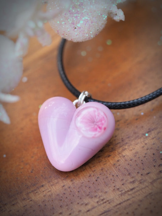 Pink Blossom Heart Necklace