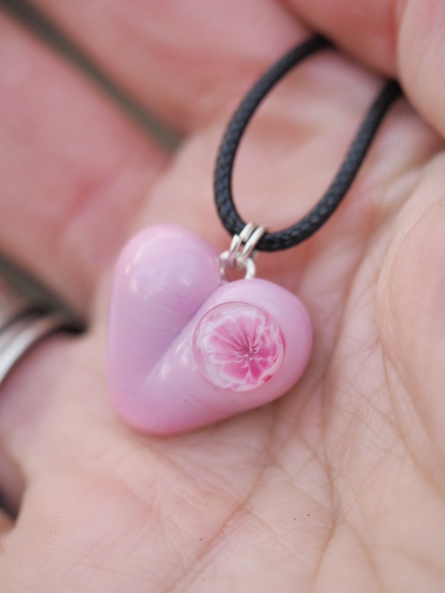 Pink Blossom Heart Necklace