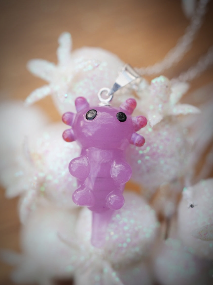 Fuchsia Axolotl Necklace