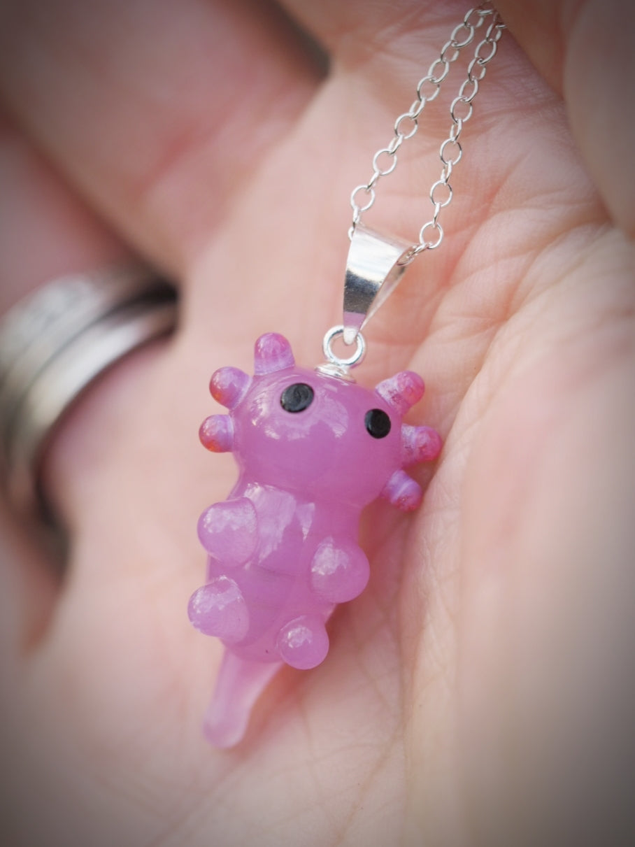 Fuchsia Axolotl Necklace
