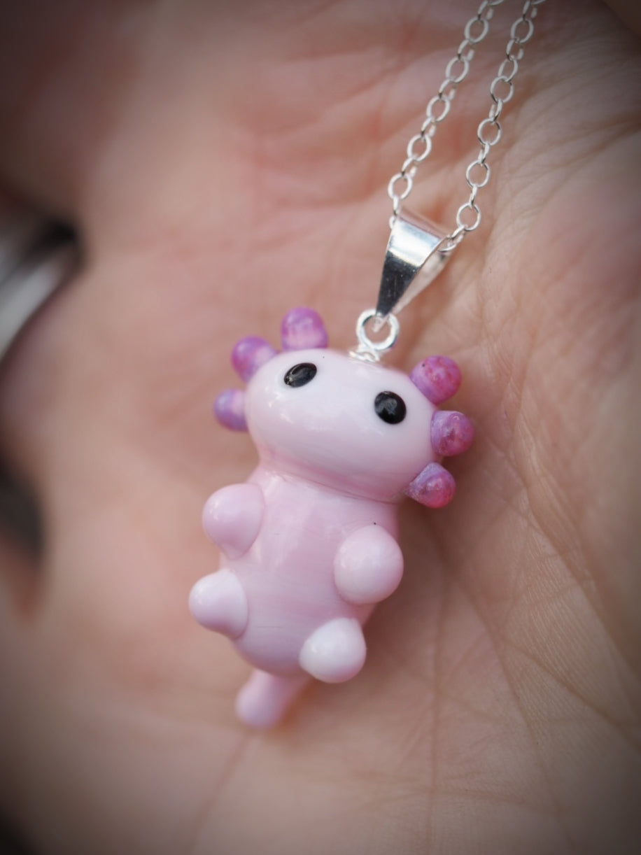 Baby Pink Axolotl Necklace