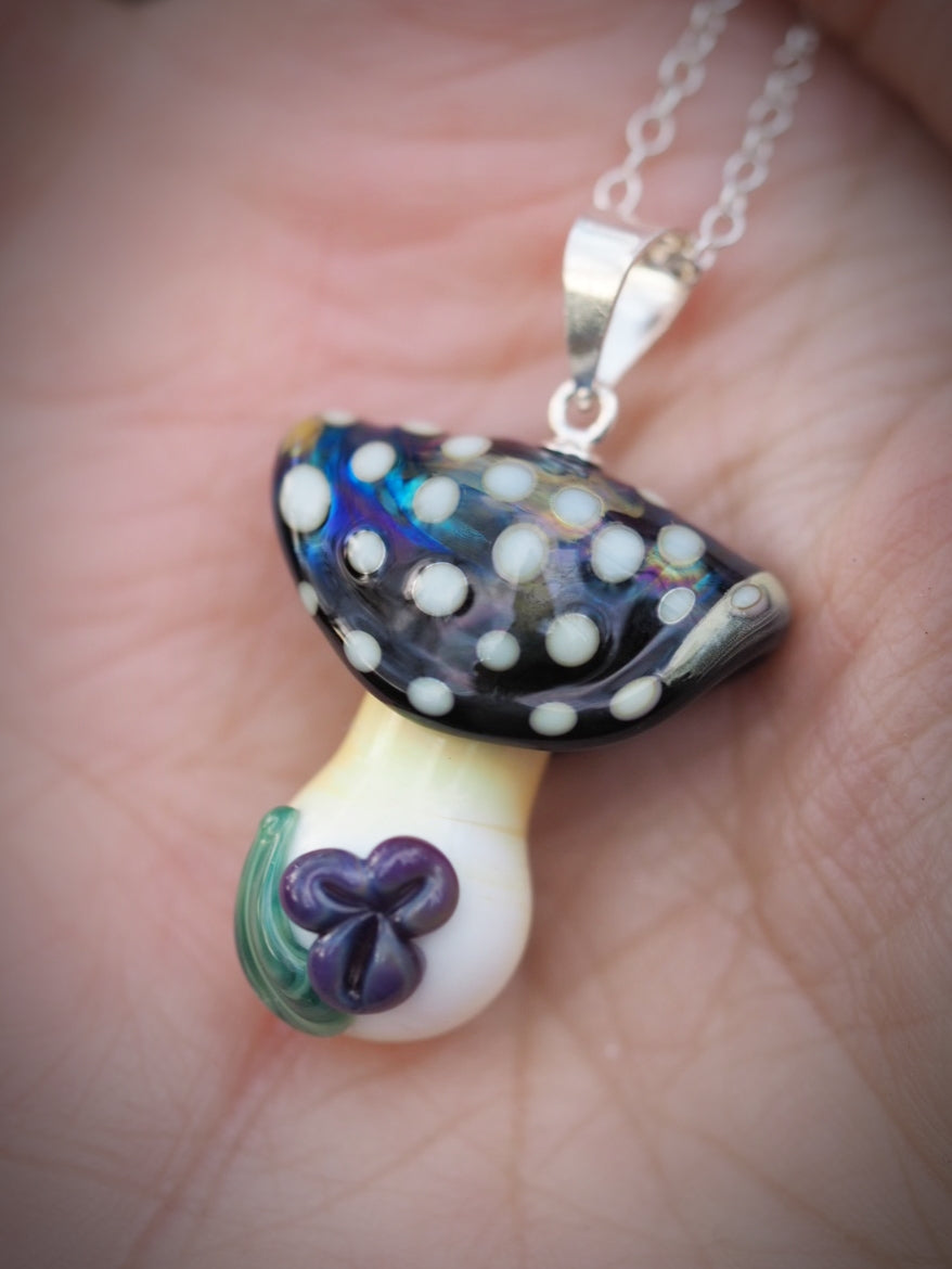 Metallic Flat-Cap Mushroom Necklace