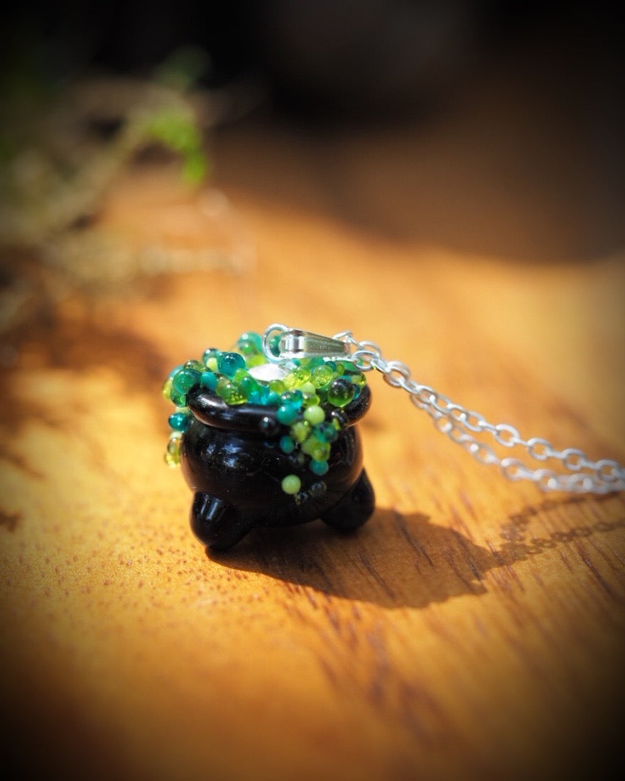 Moss & Moonlight Cauldron Charm Necklace