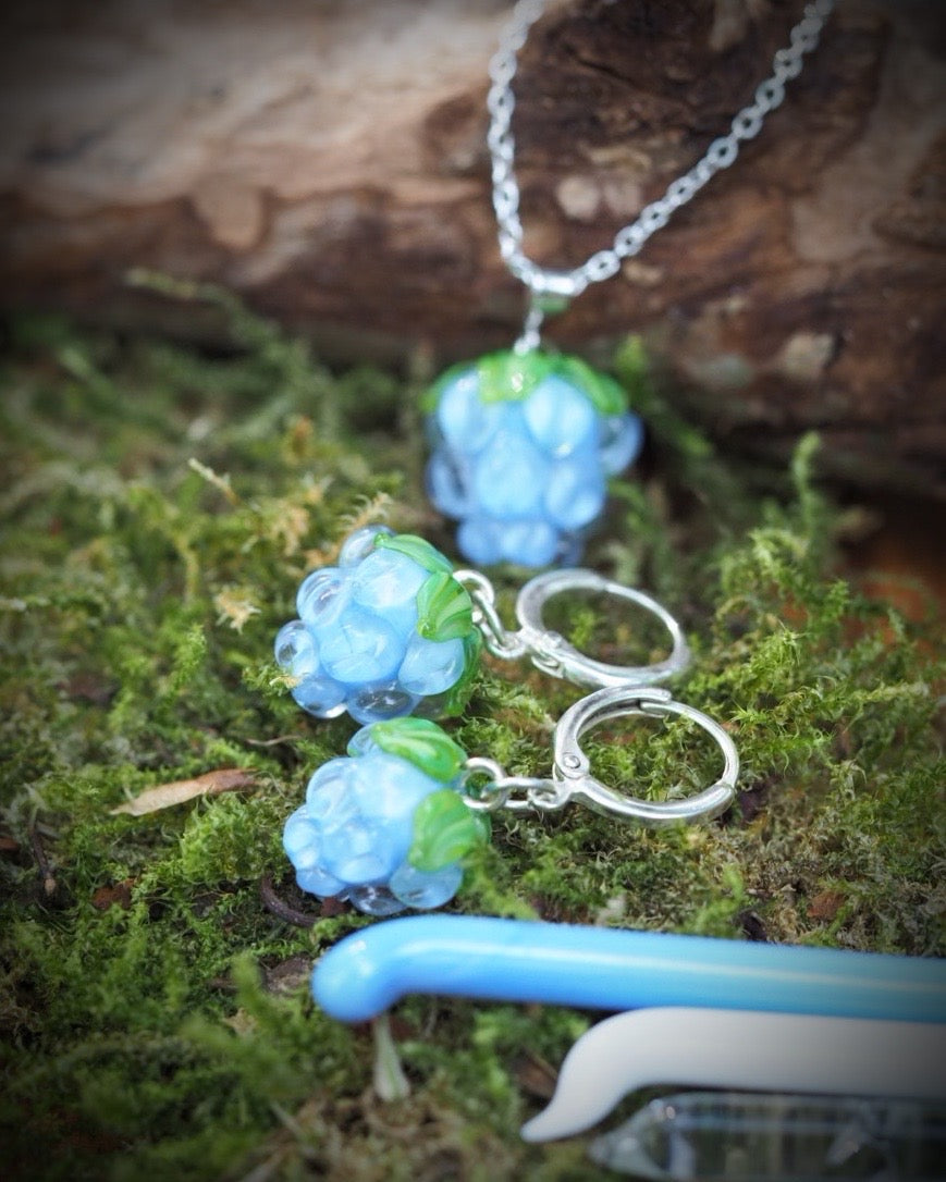 Cornflower Fairy Berry Charm Necklace