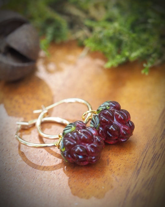 Crimson Brambleberry Charm Hoops