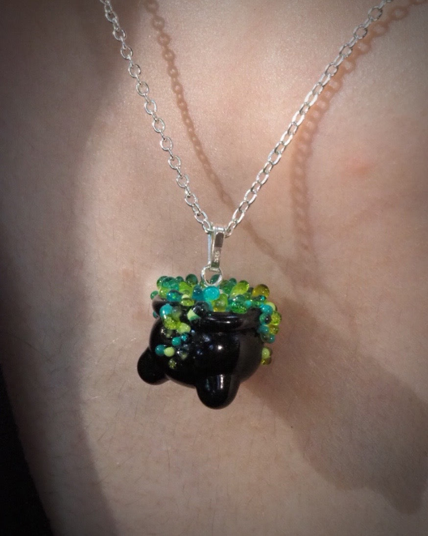 Moss & Moonlight Cauldron Charm Necklace