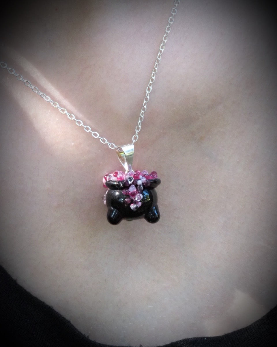 Love Spell Cauldron Charm Necklace